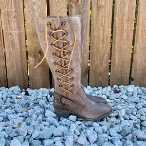 Born | Knee High Boots in Tan with Side Lacing W22415 CQH11 Size 10